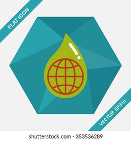 Environmental protection concept flat icon with long shadow,eps10; Conserve water, protect the environment.