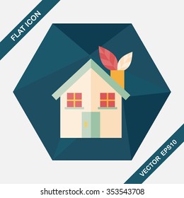 Environmental protection concept flat icon with long shadow,eps10; greenhouses; green house