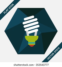 Environmental protection concept flat icon with long shadow,eps10; Saving energy, turning off lights