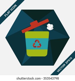 Environmental protection concept flat icon with long shadow,eps10, Doing recycle to protect our environment; recycled garbage