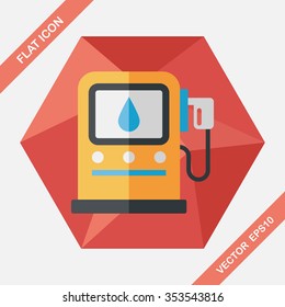 Environmental protection concept flat icon with long shadow,eps10; Reduce the use of gasoline, reduce air pollution