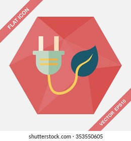 Environmental protection concept flat icon with long shadow,eps10; Saving energy, turning off lights