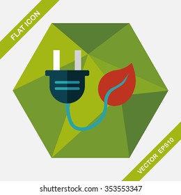 Environmental protection concept flat icon with long shadow,eps10; Saving energy, turning off lights