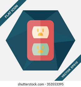 Environmental protection concept flat icon with long shadow,eps10; Saving energy, turning off lights