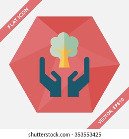 Environmental protection concept flat icon with long shadow,eps10; Protect our forests and ecological plant.