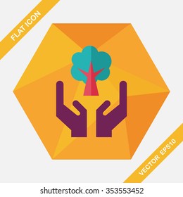 Environmental protection concept flat icon with long shadow,eps10; Protect our forests and ecological plant.