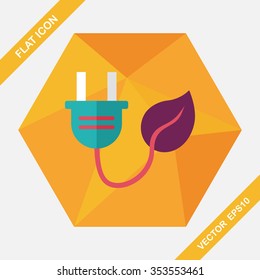 Environmental protection concept flat icon with long shadow,eps10; Saving energy, turning off lights