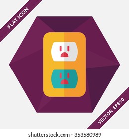 Environmental protection concept flat icon with long shadow,eps10; Saving energy, turning off lights