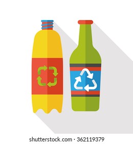 Environmental protection concept flat icon; Recycled water bottle