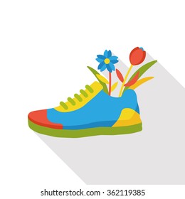 Environmental protection concept flat icon; recycle shoes