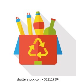 Environmental protection concept flat icon; recycled garbage