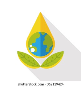 Environmental protection concept flat icon; Conserve water, protect the environment.