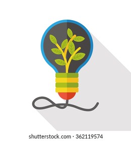Environmental protection concept flat icon; recycle bulb