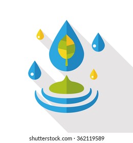 Environmental protection concept flat icon; Conserve water, protect the environment.