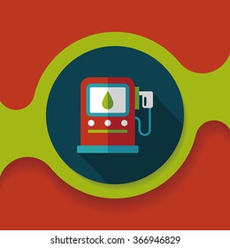 Environmental protection concept flat icon with long shadow,eps10; Reduce the use of gasoline, reduce air pollution