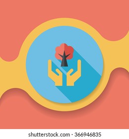 Environmental protection concept flat icon with long shadow,eps10; Protect our forests and ecological plant.
