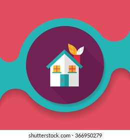 Environmental protection concept flat icon with long shadow,eps10; greenhouses; green house