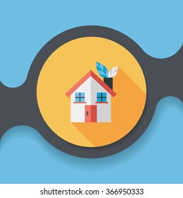 Environmental protection concept flat icon with long shadow,eps10; greenhouses; green house