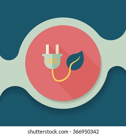 Environmental protection concept flat icon with long shadow,eps10; Saving energy, turning off lights