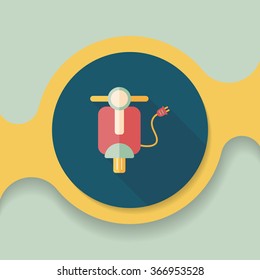 Environmental protection concept flat icon with long shadow,eps10; Reduce riding a motorcycle, reduce air pollution; Electric Motorcycles