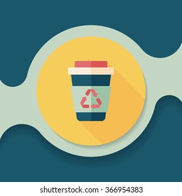 Environmental protection concept flat icon with long shadow,eps10; Recycled water bottle