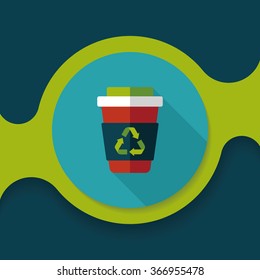 Environmental protection concept flat icon with long shadow,eps10; Recycled water bottle