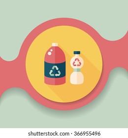 Environmental protection concept flat icon with long shadow,eps10; Recycled water bottle