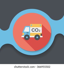 Environmental protection concept flat icon with long shadow,eps10; Reduce the use of gasoline, reduce air pollution