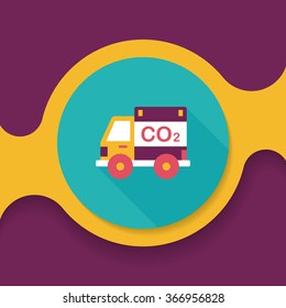 Environmental protection concept flat icon with long shadow,eps10; Reduce the use of gasoline, reduce air pollution