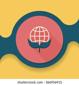 Environmental protection concept flat icon with long shadow,eps10; Protect our environment, protect our planet