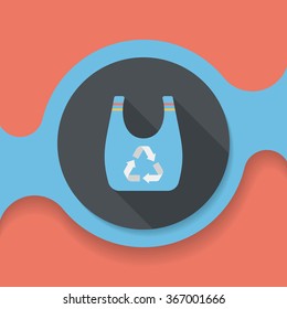 Environmental protection concept flat icon with long shadow,eps10; Recycled shopping bag