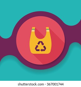 Environmental protection concept flat icon with long shadow,eps10; Recycled shopping bag