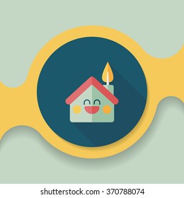 Environmental protection concept flat icon with long shadow,eps10; greenhouses; green house