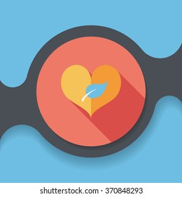 Environmental protection concept flat icon with long shadow,eps10; Sincerely protect our environment; heart concept