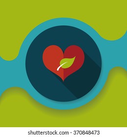 Environmental protection concept flat icon with long shadow,eps10; Sincerely protect our environment; heart concept