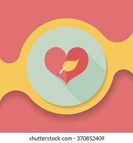Environmental protection concept flat icon with long shadow,eps10; Sincerely protect our environment; heart concept