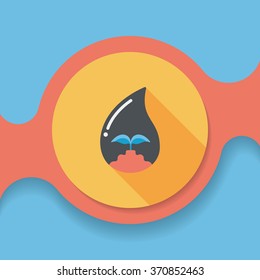 Environmental protection concept flat icon with long shadow,eps10; Conserve water, protect the environment.