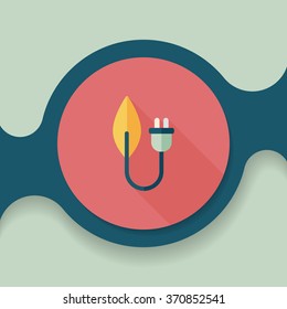 Environmental protection concept flat icon with long shadow,eps10; Saving energy to protect our environment