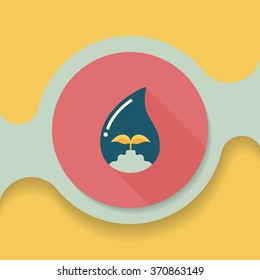 Environmental protection concept flat icon with long shadow,eps10; Conserve water, protect the environment.