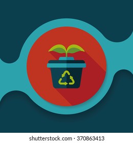 Environmental protection concept flat icon with long shadow,eps10; Protect our forests and ecological plant.