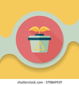 Environmental protection concept flat icon with long shadow,eps10; Protect our forests and ecological plant.