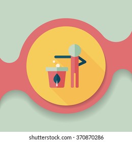 Environmental protection concept flat icon with long shadow,eps10, Doing recycle to protect our environment