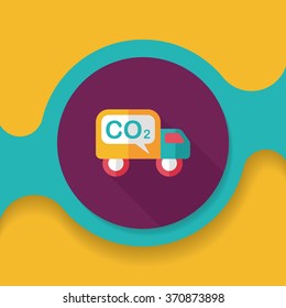 Environmental protection concept flat icon with long shadow,eps10; Reduce the use of gasoline, reduce air pollution