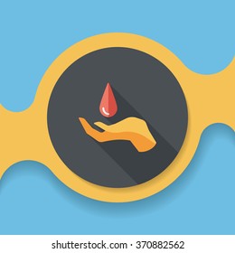 Environmental protection concept flat icon with long shadow,eps10; Conserve water, protect the environment.