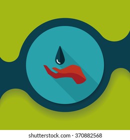 Environmental protection concept flat icon with long shadow,eps10; Conserve water, protect the environment.