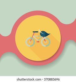 Environmental protection concept flat icon with long shadow,eps10; More cycling to reduce emissions