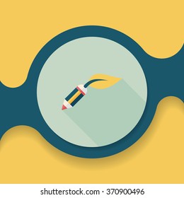 Environmental protection concept flat icon with long shadow,eps10; Decomposable pencil; Environmentally friendly materials pencil