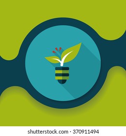 Environmental protection concept flat icon with long shadow,eps10; Saving energy, turning off lights