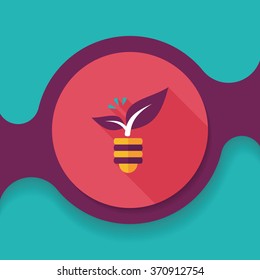 Environmental protection concept flat icon with long shadow,eps10; Saving energy, turning off lights