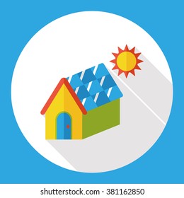 Environmental protection concept flat icon; solar energy; saving energy